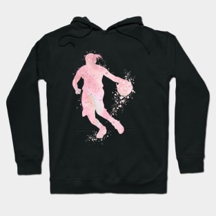 Basketball Dribble Sport Girl Watercolor Hoodie